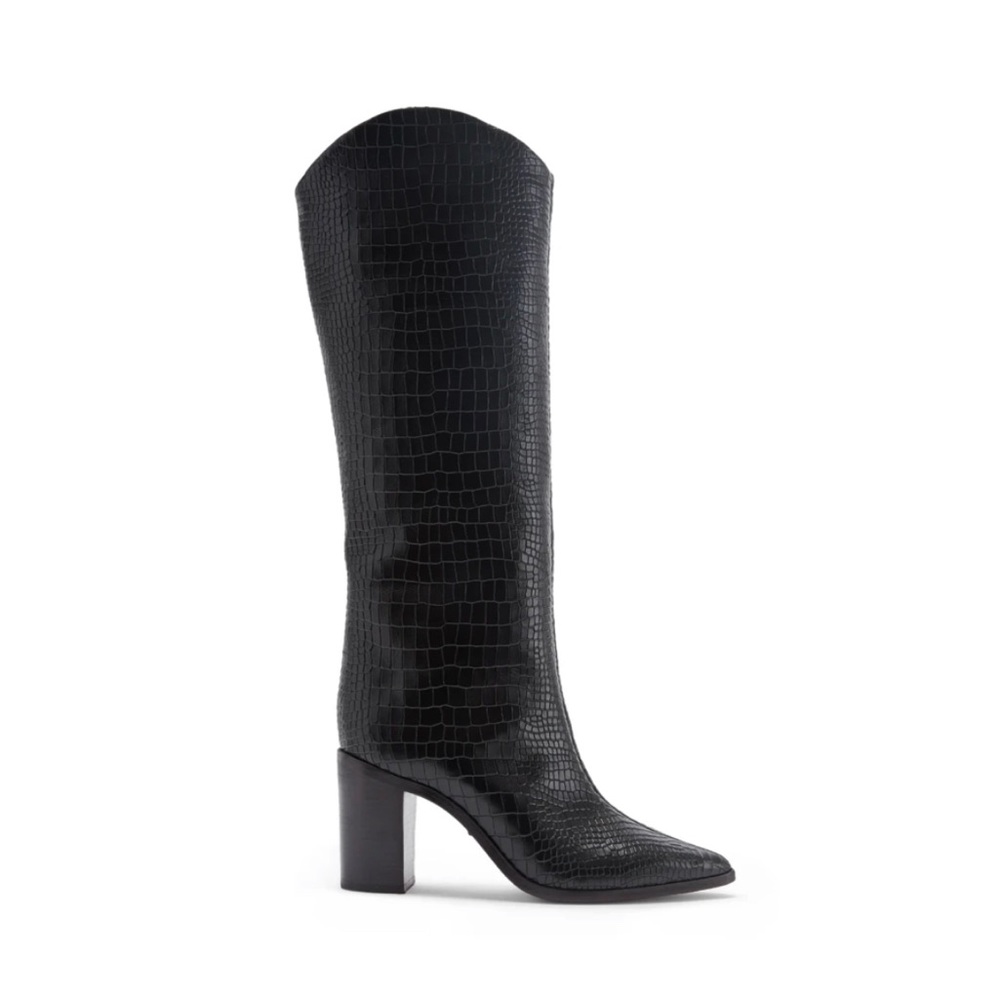 Schutz Analeah Croc Embossed Leather Boots